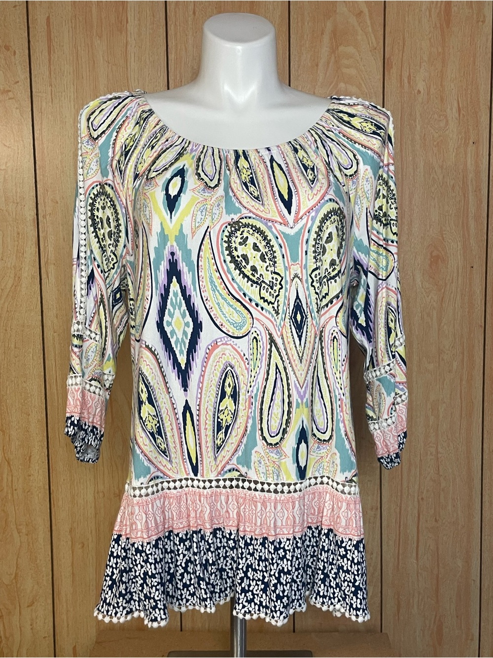 Fever Multicolor Paisley Peasant Blouse SZ - 1X
